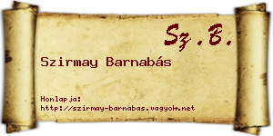 Szirmay Barnabás névjegykártya